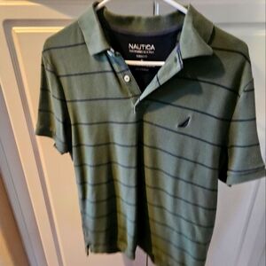 Nautica Green with navy blue stripes medium